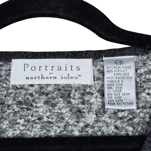 Vtg Portraits Northern Isles Sweater Vest Womens Large Wool Colorblock Graphite - Picture 3 of 9